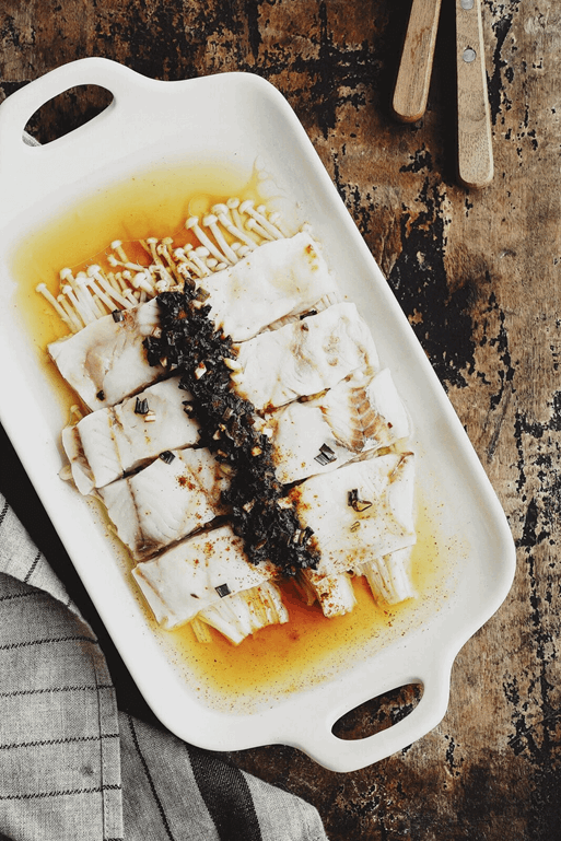 Wild Alaska Pollock with Chinese Needle Mushroom