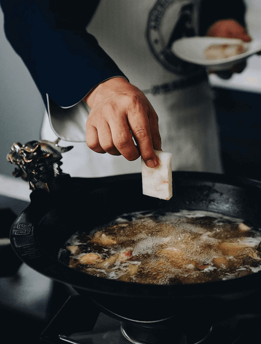 Chinese Hot Pot with Mushrooms and Wild Alaska Pollock