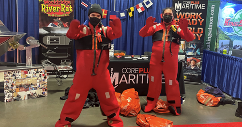 Core Plus students training in survival suits donated by American Seafoods